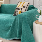 Soild Couch Cover In Tassel Green