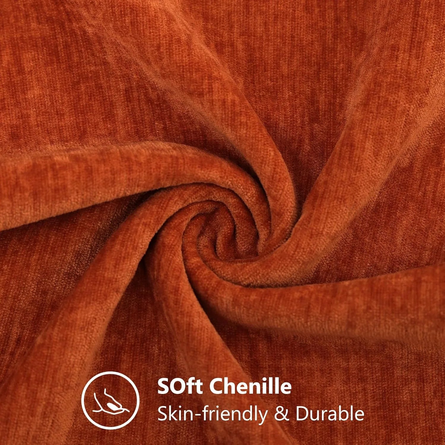 Dyed Neutral Chenille Throw Pillowcase 2 Pack - Rust