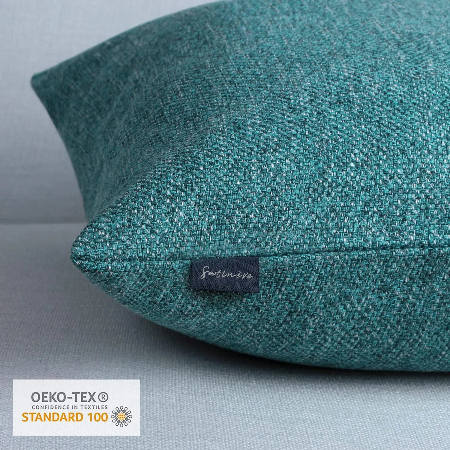 Vintage Triple Button Linen Throw Pillowcase 2 Pack - Lake Blue