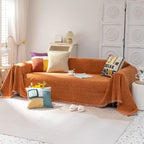 Soild Couch Cover In Tassel Orange
