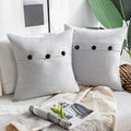 Vintage Triple Button Linen Throw Pillowcase 2 Pack - Light Gray