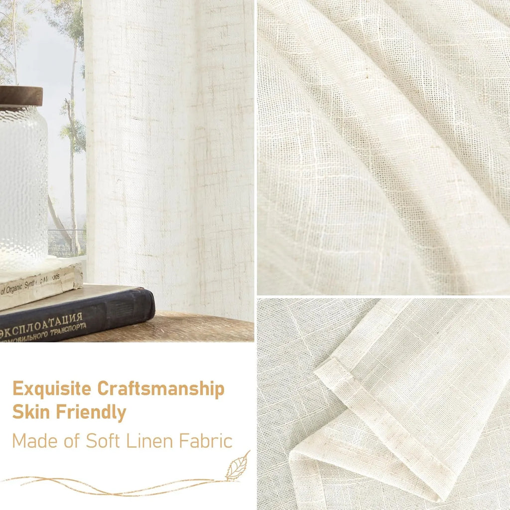Light filtering Neutral Linen Curtain - Cream