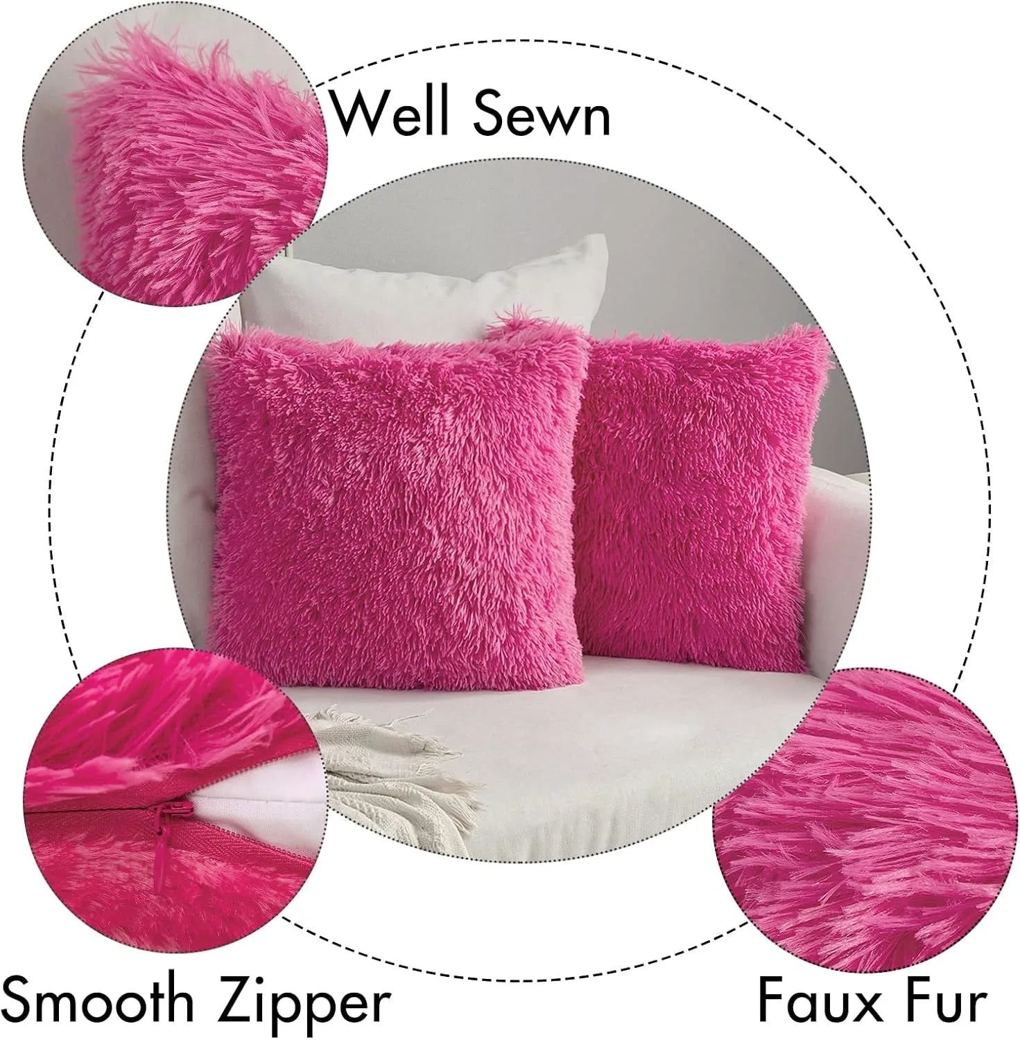 Solid Deluxe Plush Throw Pillowcase 2 Pack - Pink