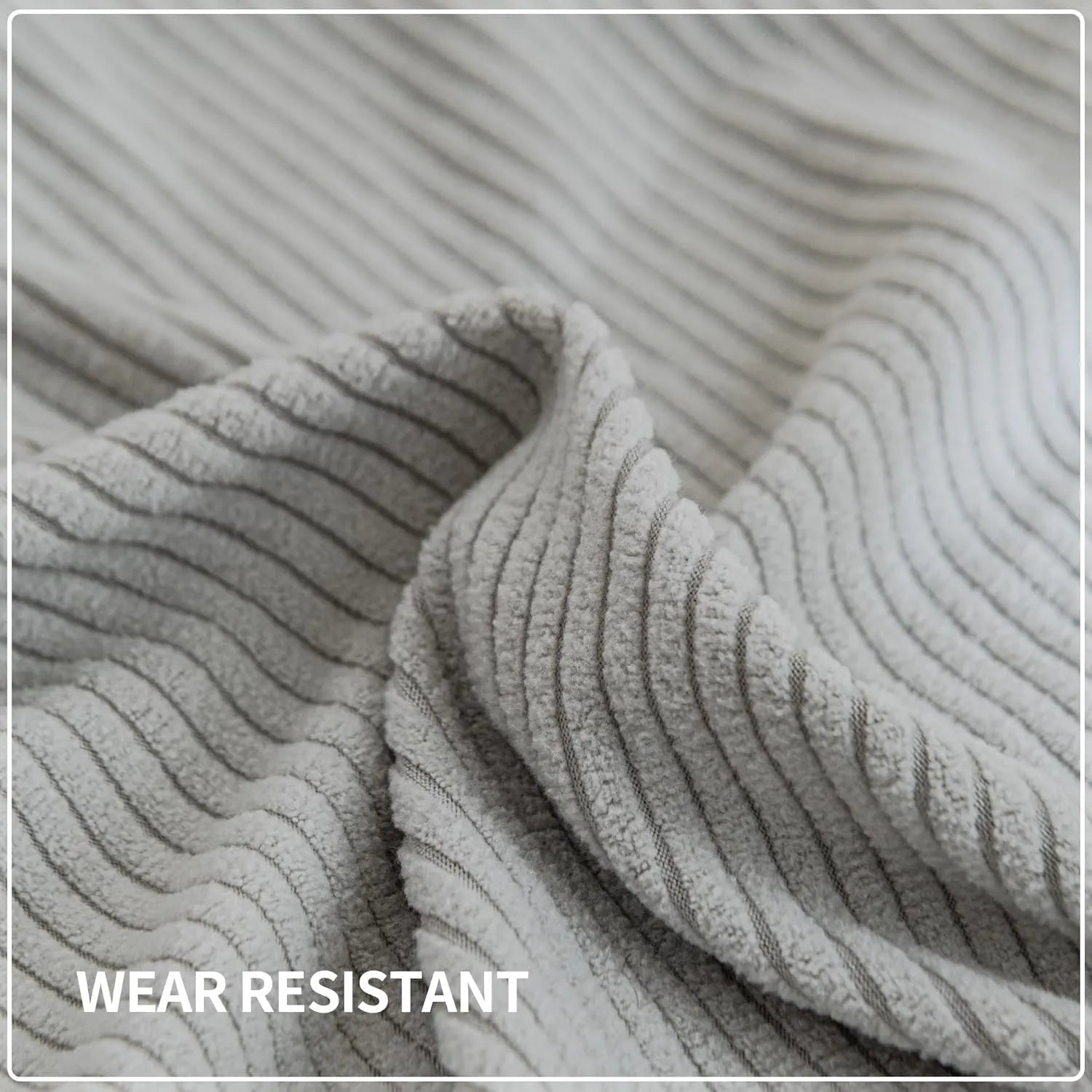 Performance Solid Striped Stretch Sofa Cushion Cover - Light Gray