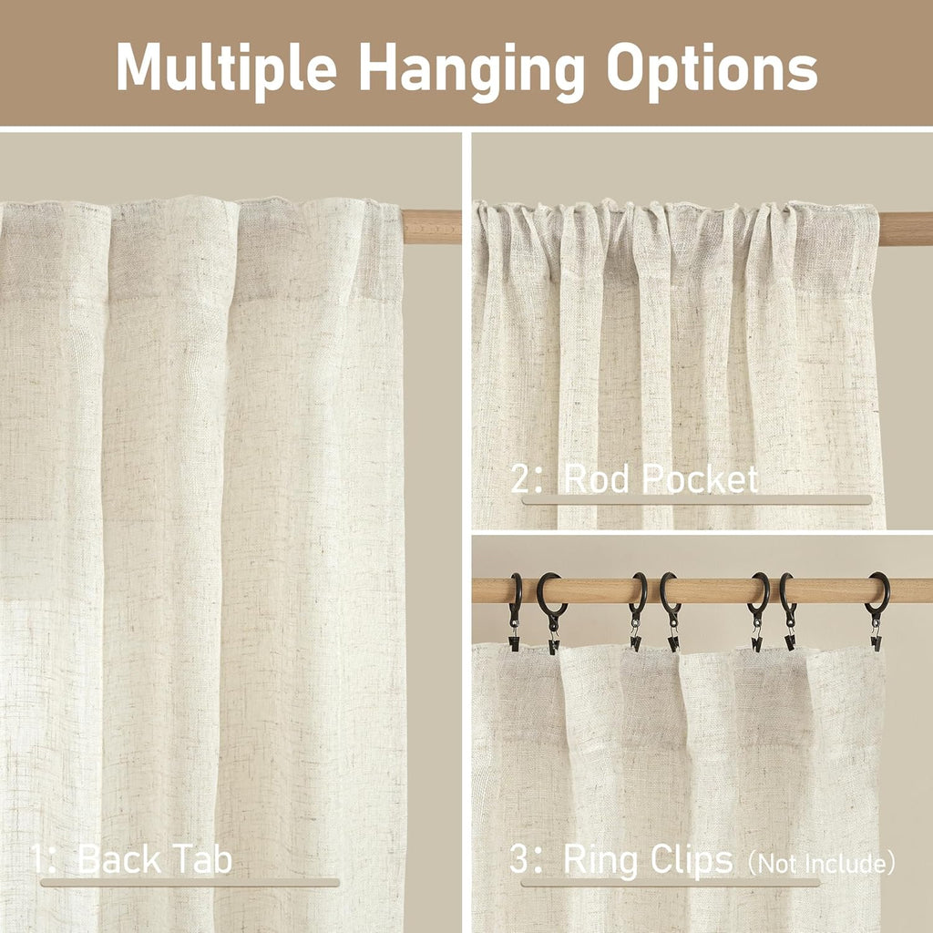 Light filtering Neutral Linen Curtain - Natural