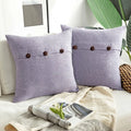 Vintage Triple Button Linen Throw Pillowcase 2 Pack - Light Purple