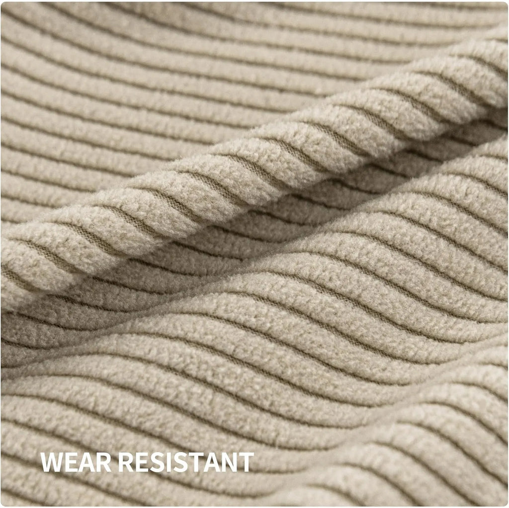 Performance Solid Striped Stretch Sofa Cushion Cover - Light Brown
