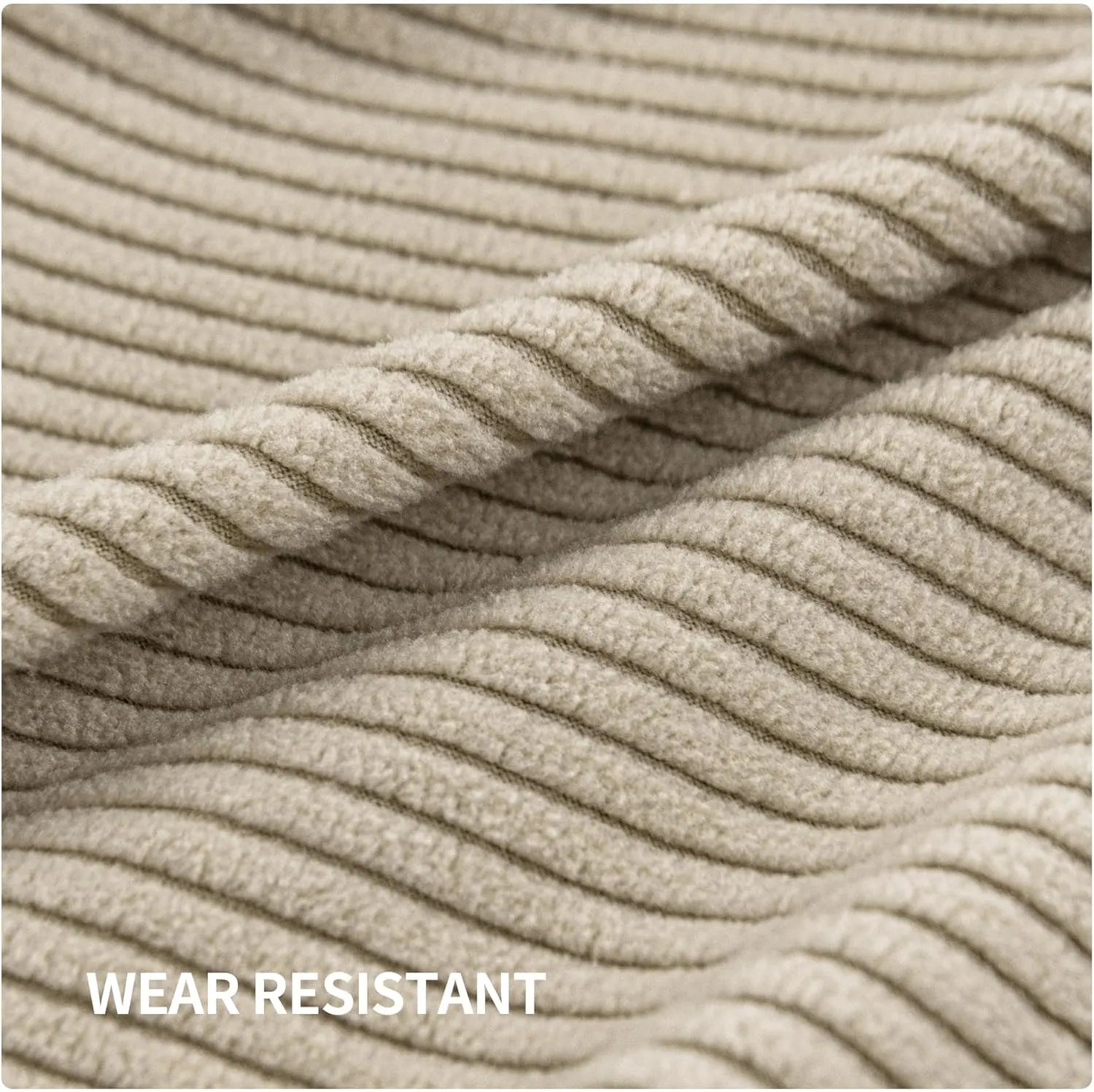 Performance Solid Striped Stretch Sofa Cushion Cover - Light Brown
