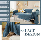 Soild Couch Cover In Blue