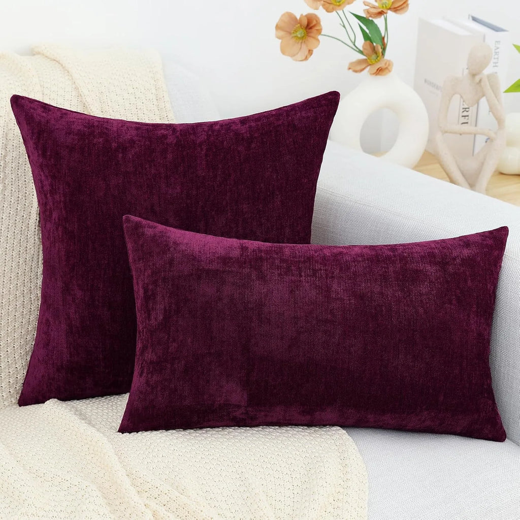 Dyed Neutral Chenille Throw Pillowcase 2 Pack - Rhododendron