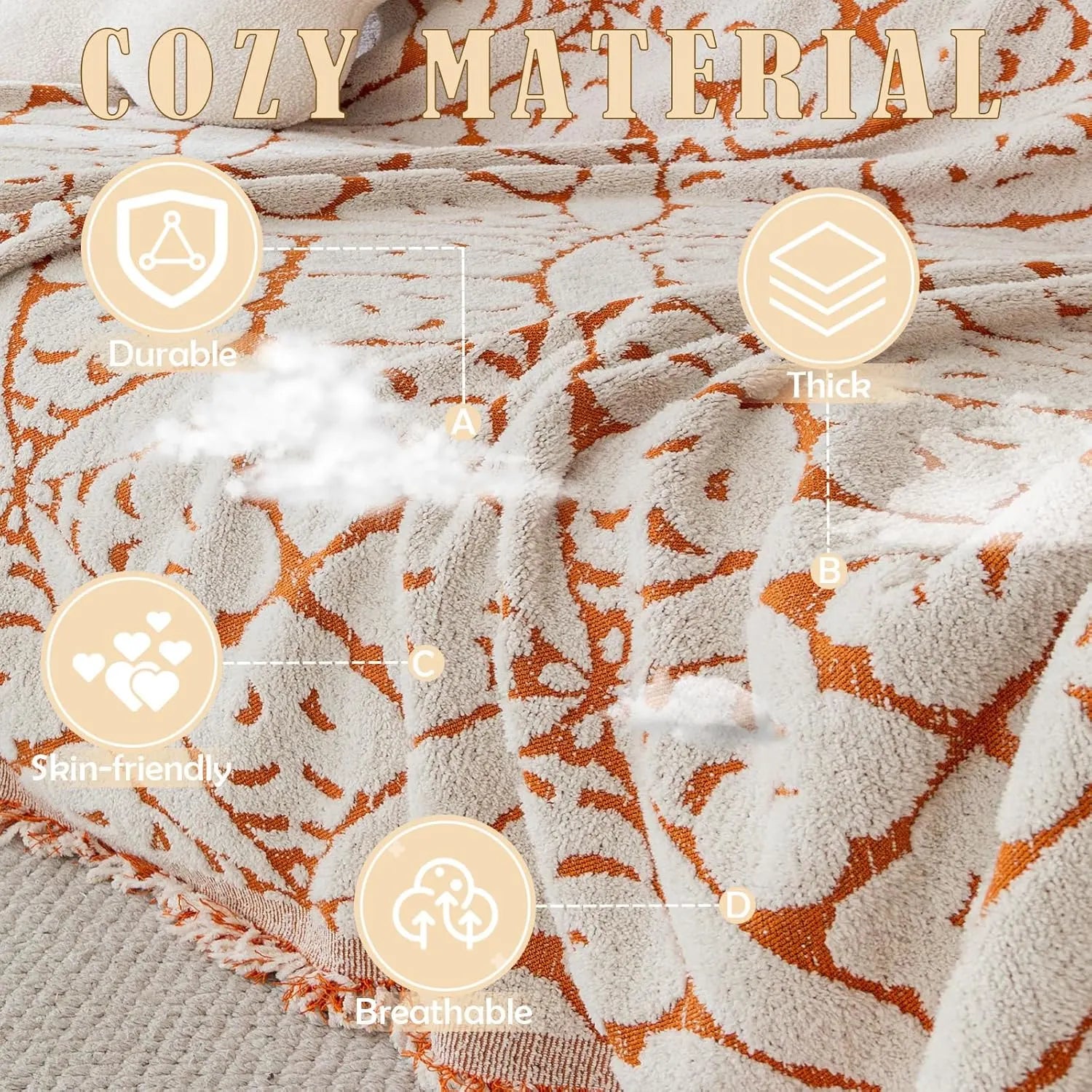 Vintage Flower Sofa Cover In Orange