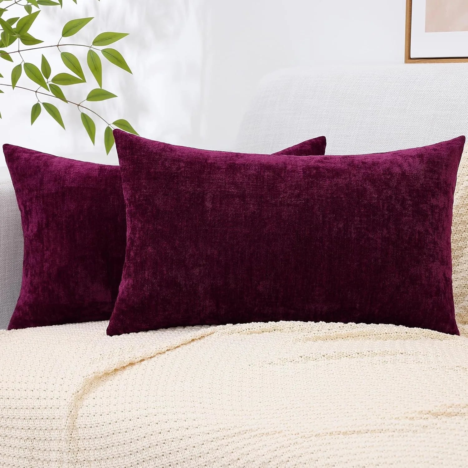 Dyed Neutral Chenille Throw Pillowcase 2 Pack - Rhododendron