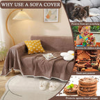 Soild Couch Cover In Brown