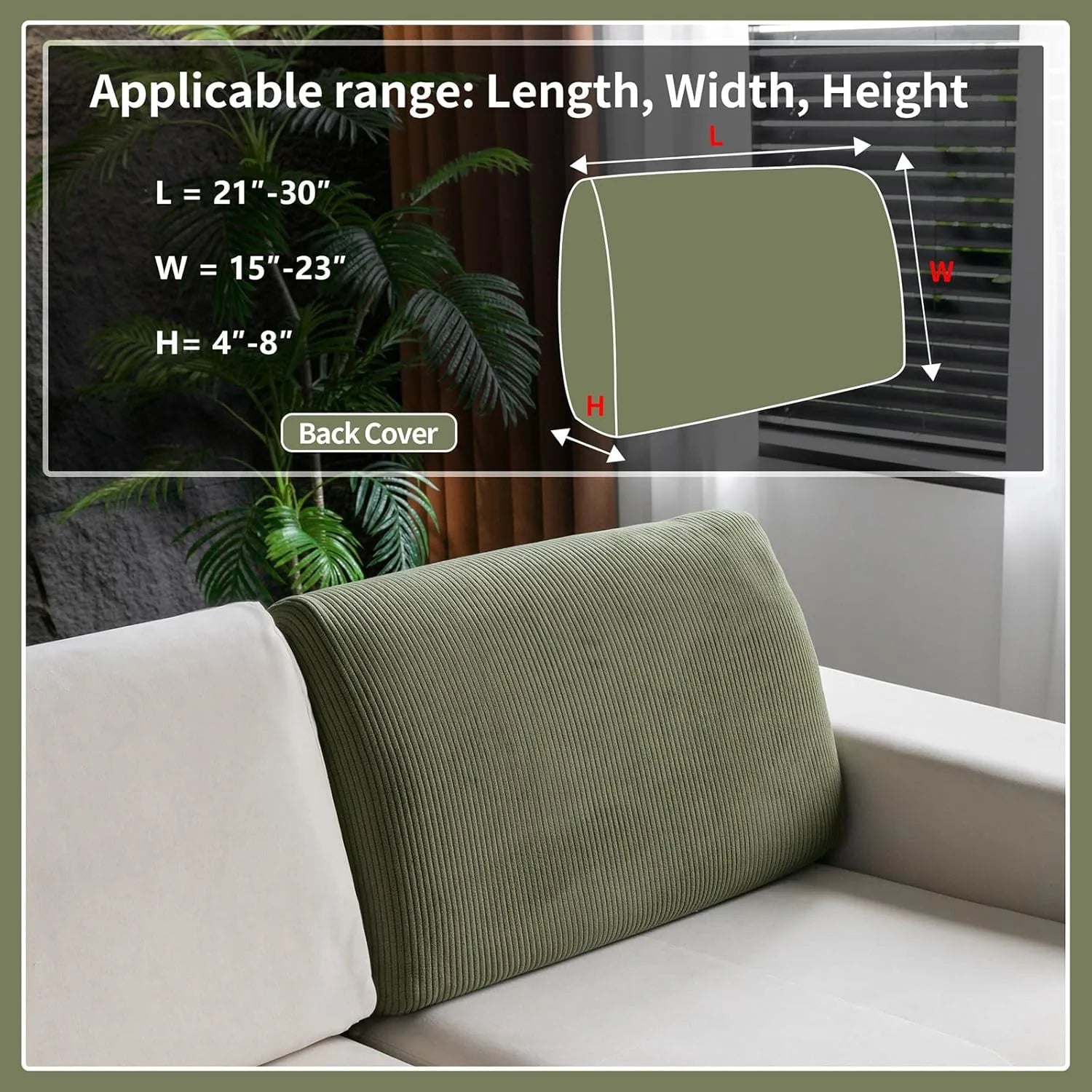 Performance Solid Striped Stretch Sofa Cushion Cover - Green