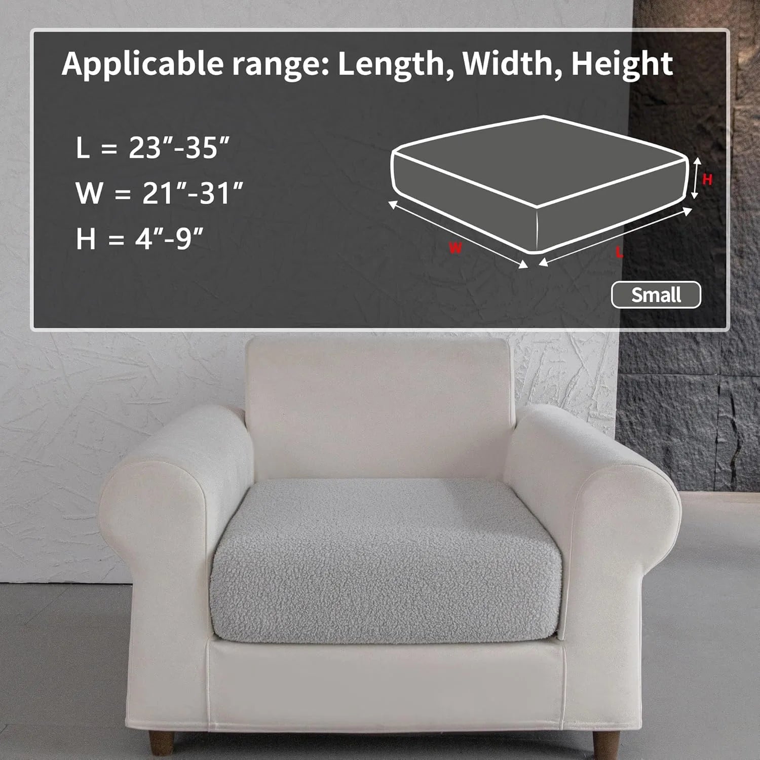 Performance Solid Bouclé Stretch Sofa Cushion Cover - Light Gray