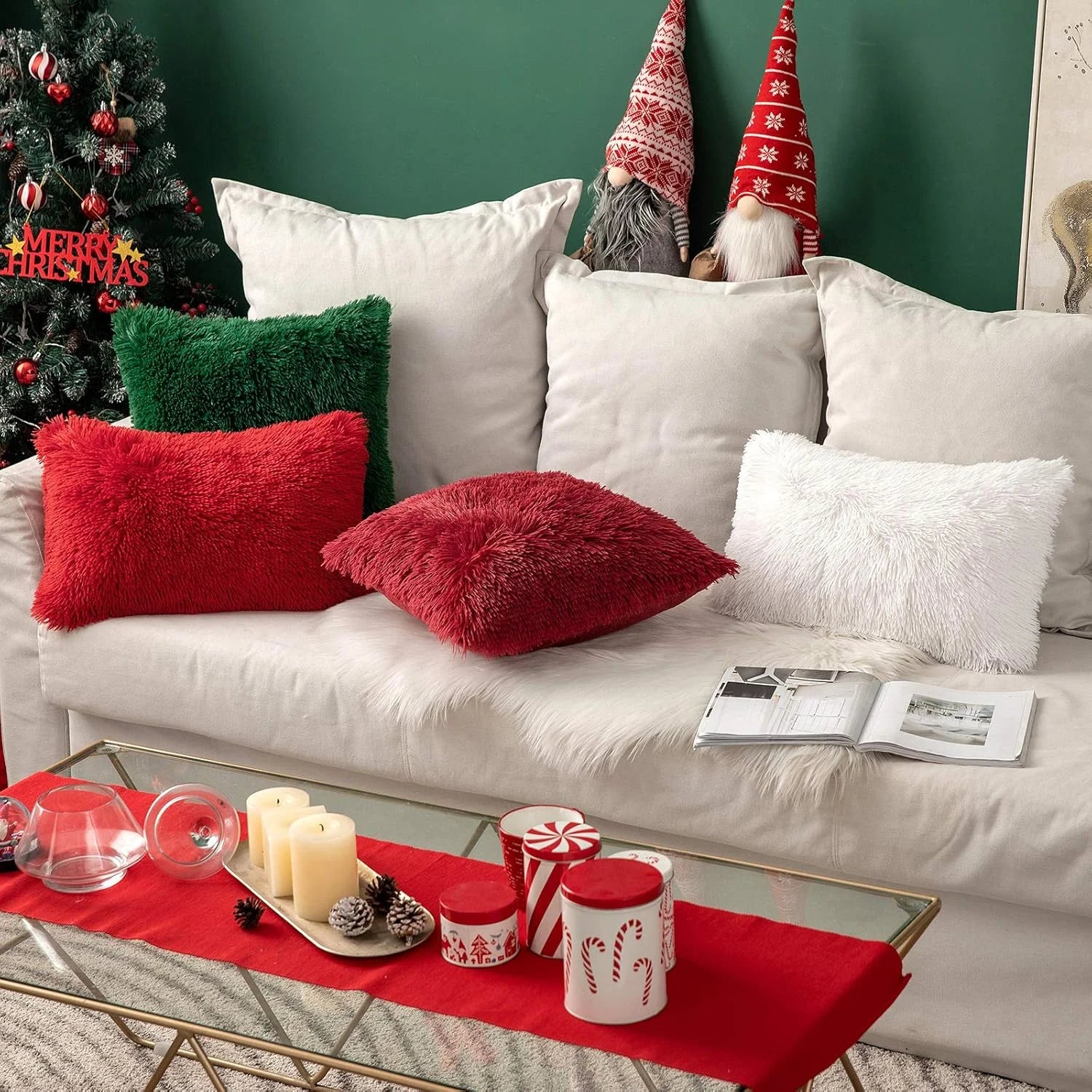 Solid Deluxe Plush Throw Pillowcase 2 Pack - Burgundy