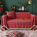 Geometric Couch Cover In Christmas Red