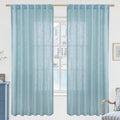 Light filtering Neutral Linen Curtain - Stone Blue