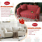 Geometric Couch Cover In Christmas Red