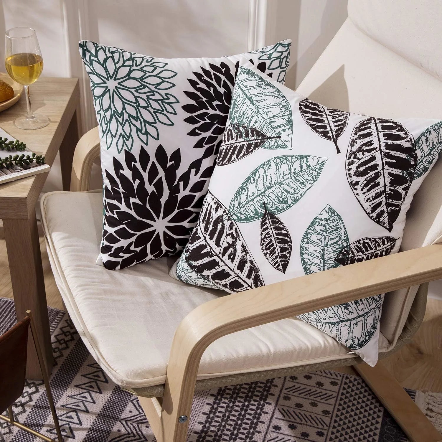 Nature Patterns Printing Throw Pillowcase 4 Pack - Black