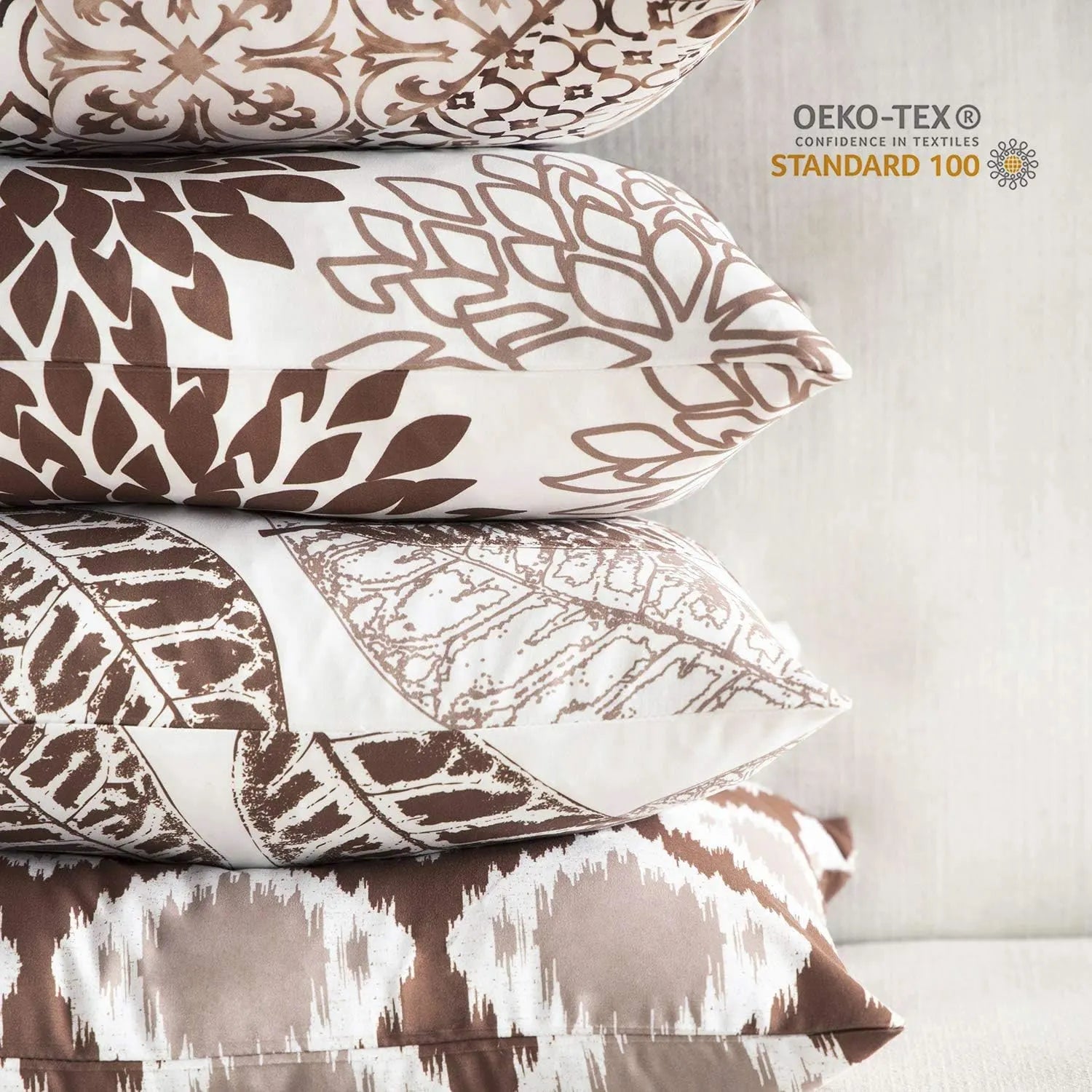 Nature Patterns Printing Throw Pillowcase 4 Pack - Caramel
