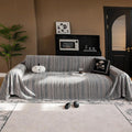 Geometric Couch Cover In Fur Grey /Khaki