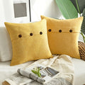Vintage Triple Button Linen Throw Pillowcase 2 Pack - Yellow