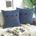 Vintage Triple Button Linen Throw Pillowcase 2 Pack - Navy Blue