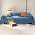Soild Couch Cover In Tassel Denim Blue