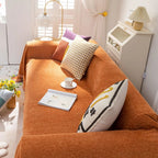 Soild Couch Cover In Tassel Orange