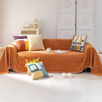 Soild Couch Cover In Tassel Orange
