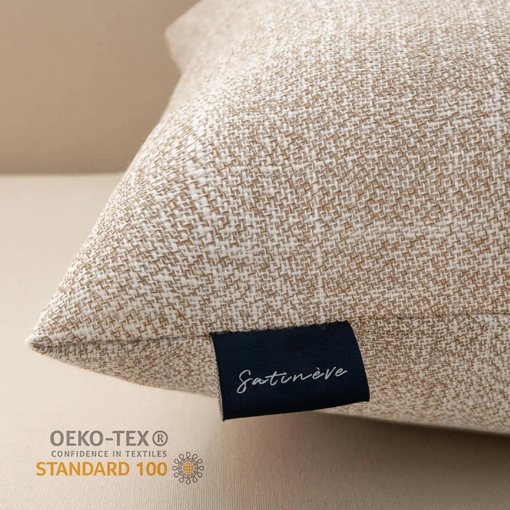 Vintage Triple Button Linen Throw Pillowcase 2 Pack - Beige