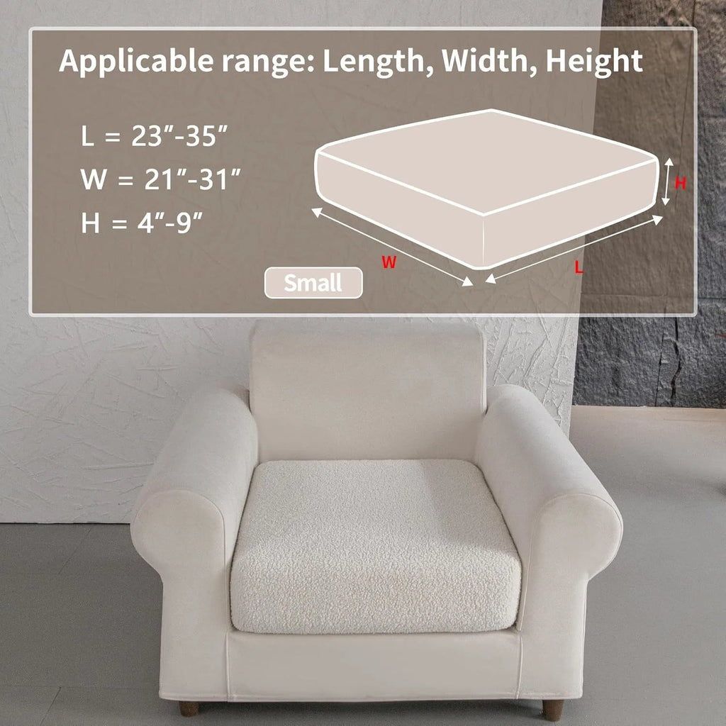 Performance Solid Bouclé Stretch Sofa Cushion Cover - Ivory