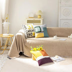Soild Couch Cover In Tassel Khaki