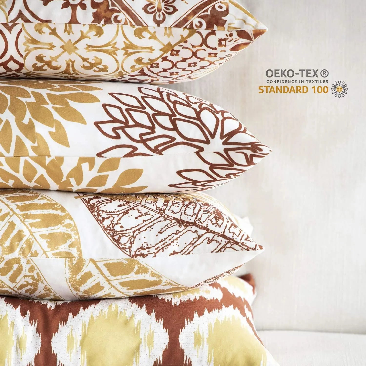 Nature Patterns Printing Throw Pillowcase 4 Pack - Orange