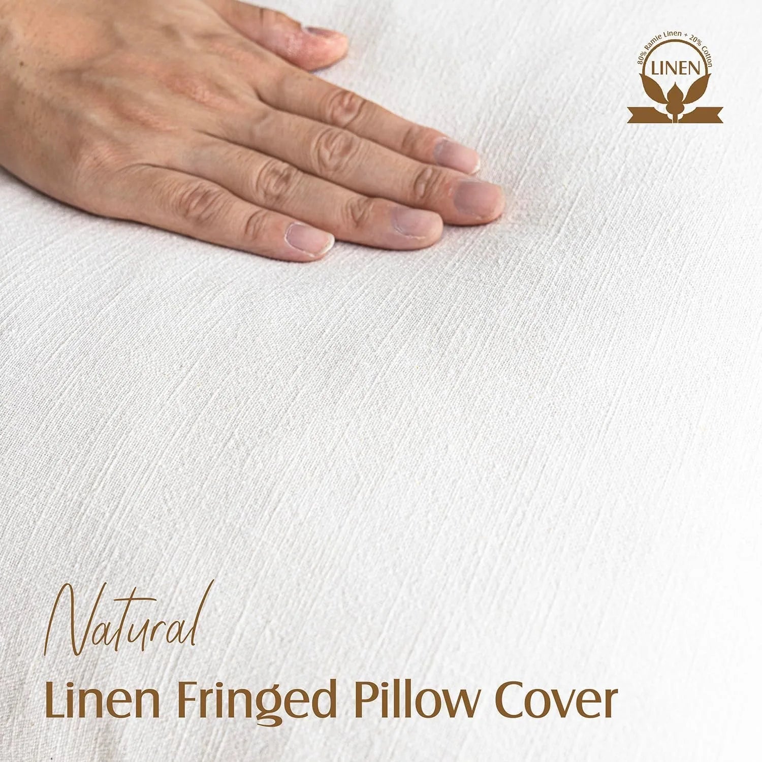 Solid Neutral Linen Fringe Throw Pillowcase 2 Pack - White
