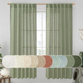 Light filtering Neutral Linen Curtain - Sage Green