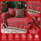 Geometric Couch Cover In Christmas Red