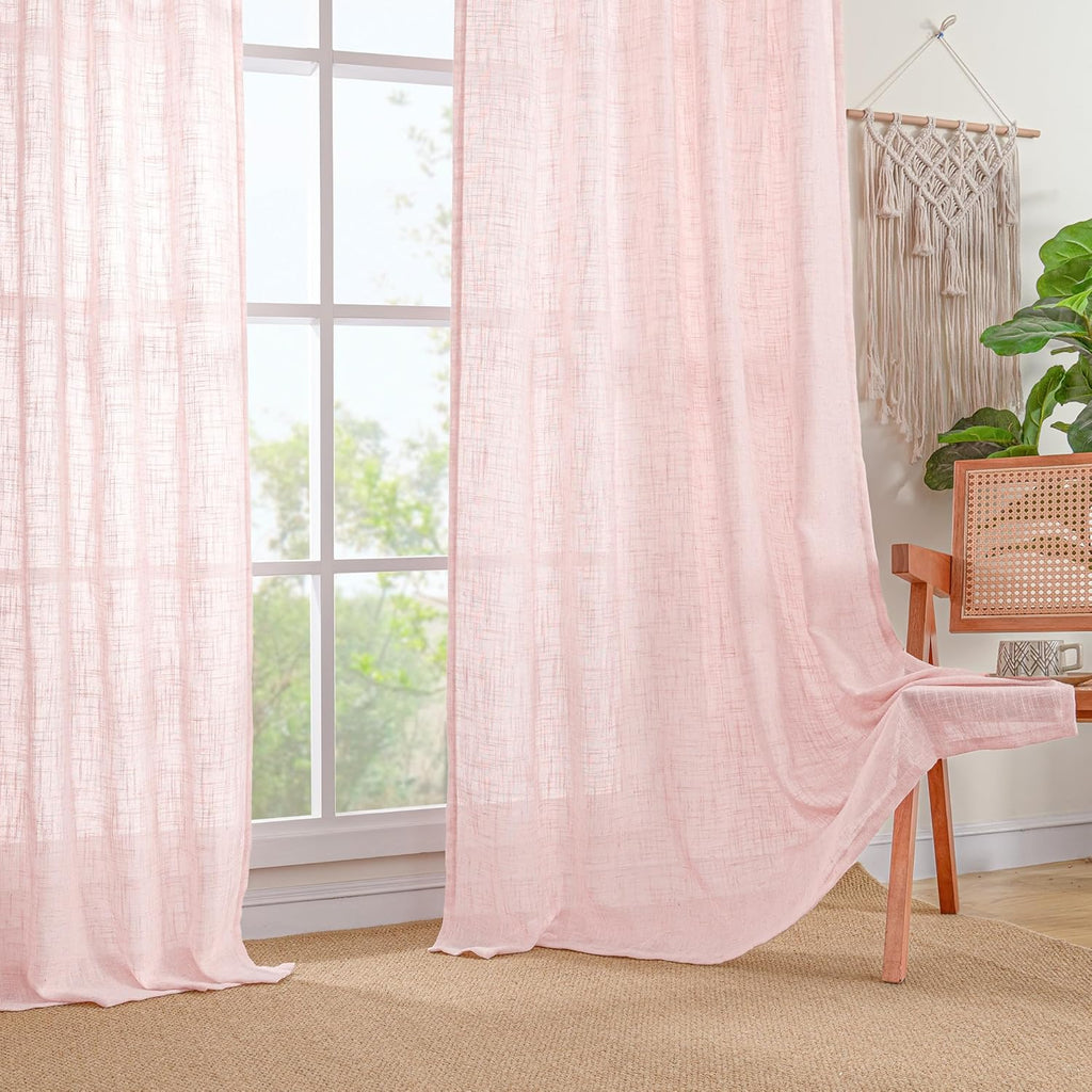 Light filtering Neutral Linen Curtain - Pink