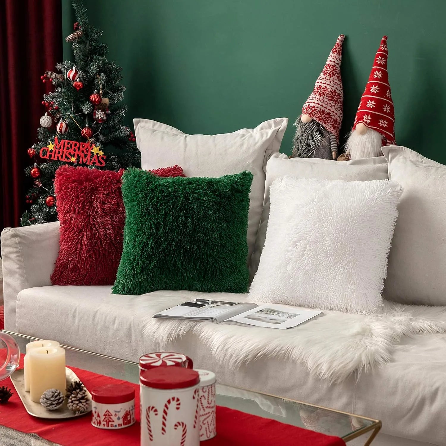 Solid Deluxe Plush Throw Pillowcase 2 Pack - White