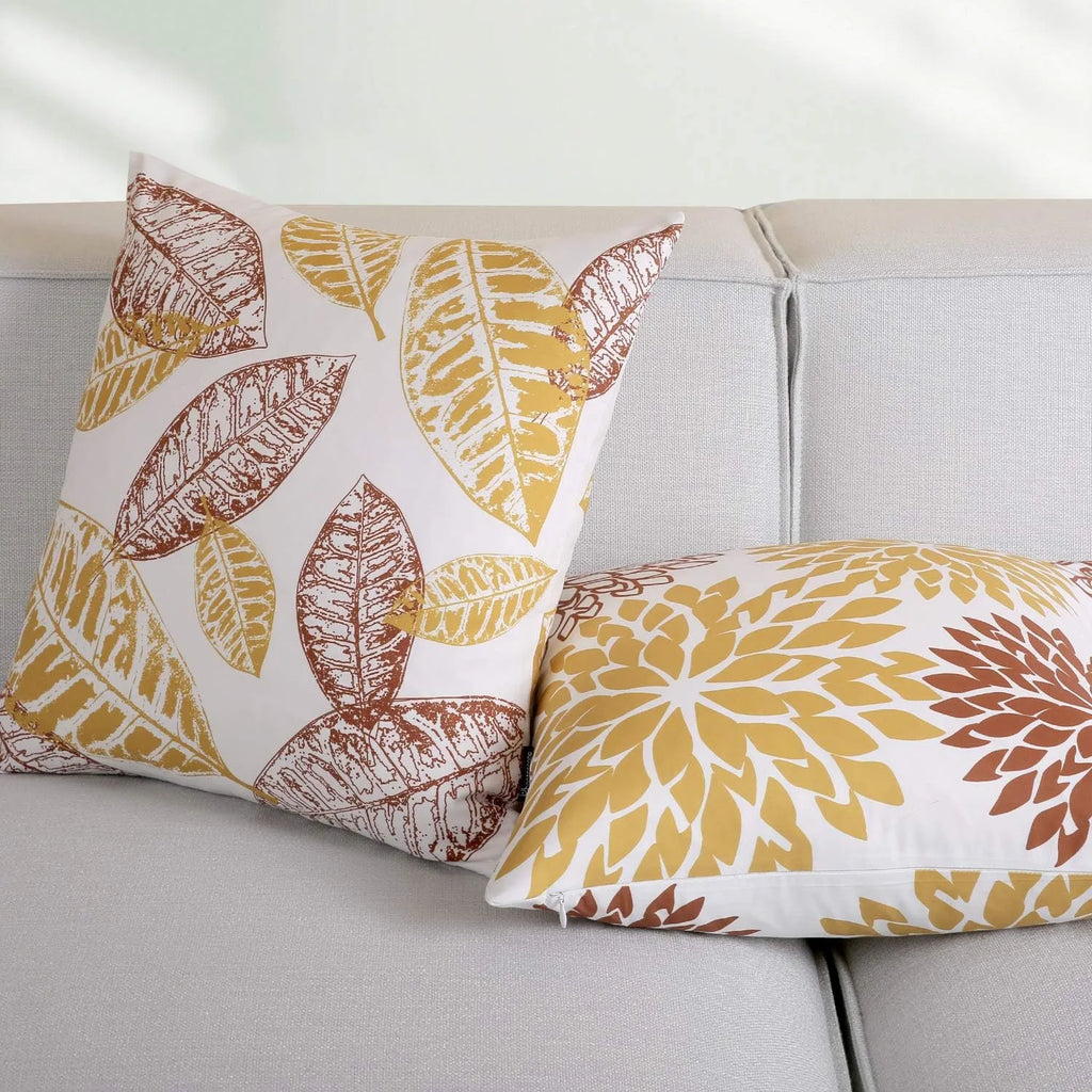 Nature Patterns Printing Throw Pillowcase 4 Pack - Orange