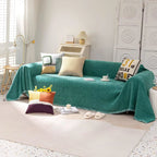 Soild Couch Cover In Tassel Green