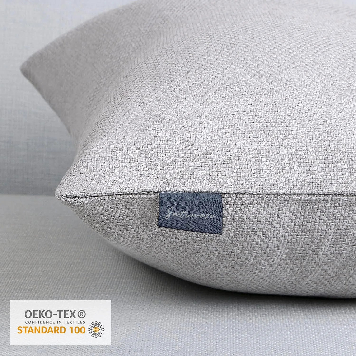 Vintage Triple Button Linen Throw Pillowcase 2 Pack - Light Gray