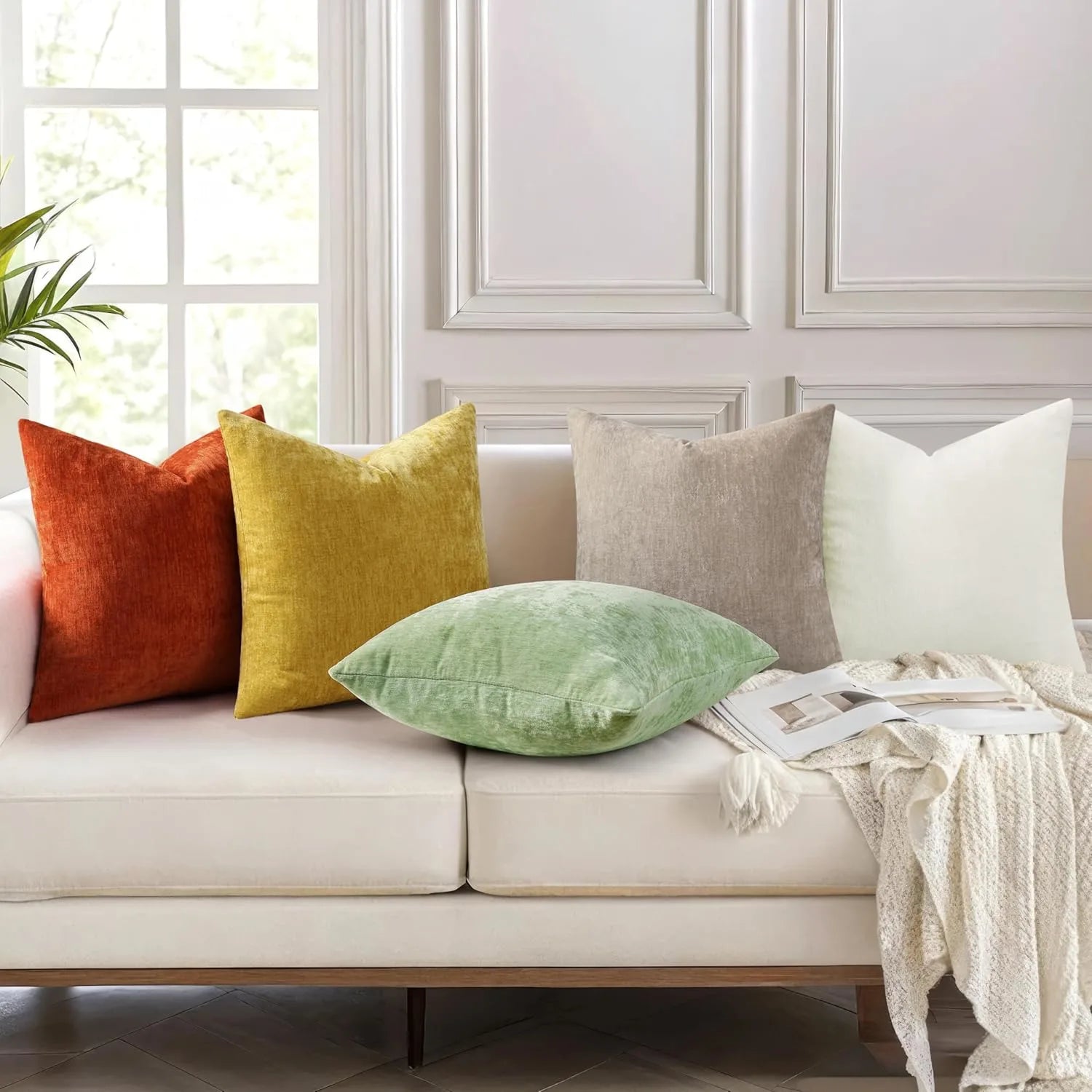 Dyed Neutral Chenille Throw Pillowcase 2 Pack - Cream White