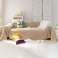 Soild Couch Cover In Tassel Khaki