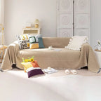 Soild Couch Cover In Tassel Khaki