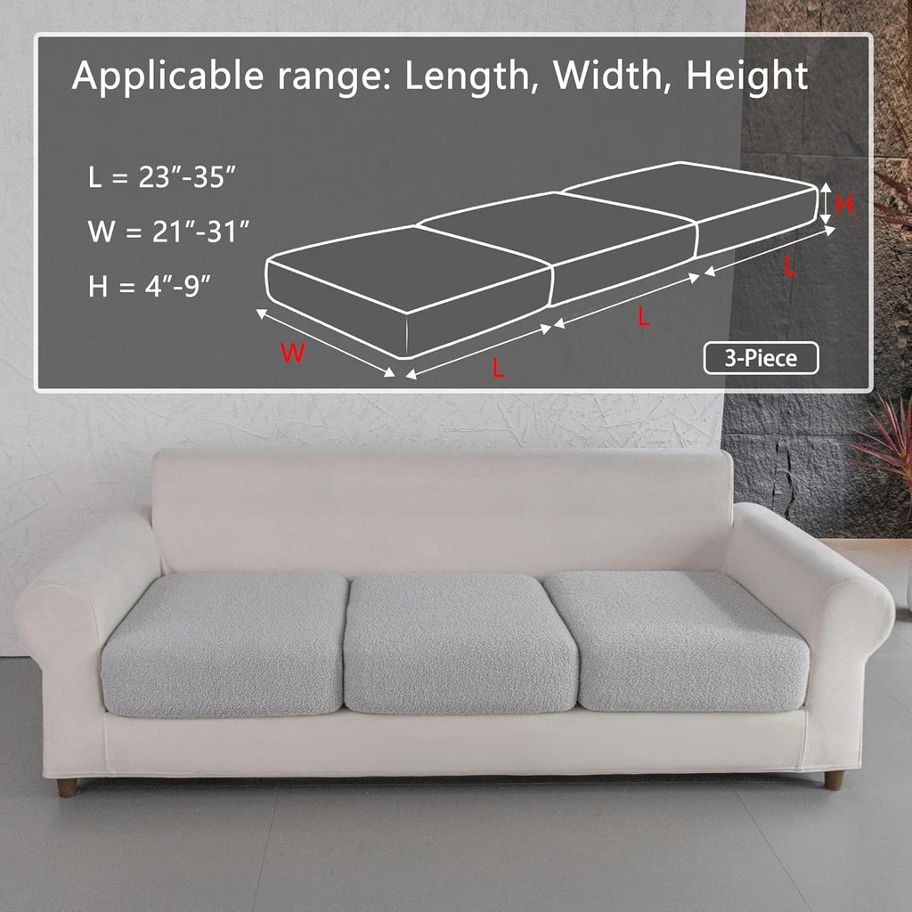 Performance Solid Bouclé Stretch Sofa Cushion Cover - Light Gray