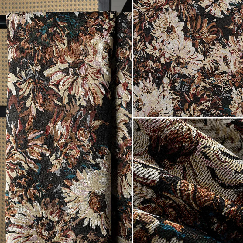 Floral Oil Painting Chenille Jacquard Upholstery Fabric | Custom Sofa