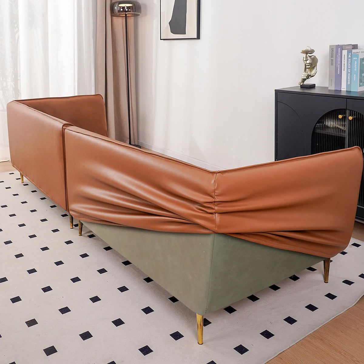 Custom Individual Cushion Sofa Slipcover | Terravia - Mocha Bark