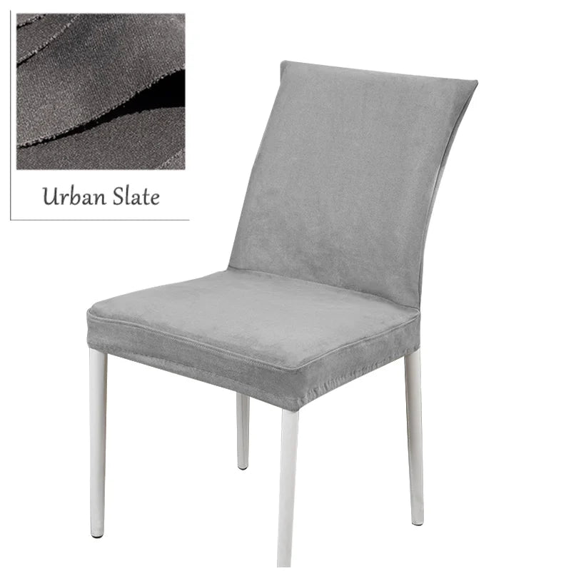 Custom Dining Chair Cover | Sienna Velour - Urban Slate